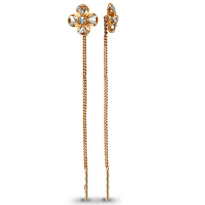 Серьги с английским замком женские из красного золота 585 пробы 30799
