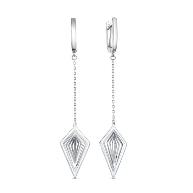 Серьги с английским замком женские из родированого серебра 925 пробы с120846