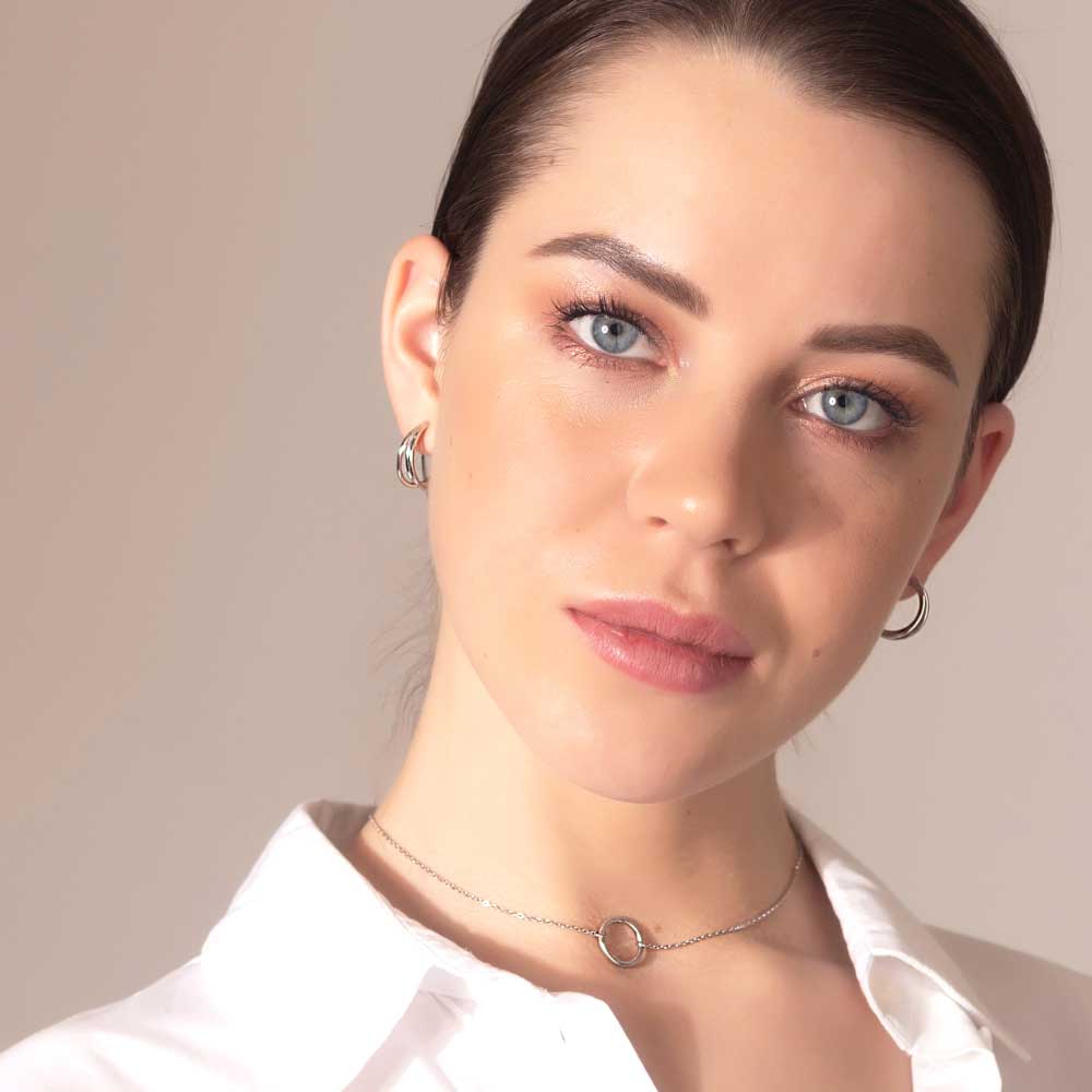 Пусеты из родированого серебра 925 пробы 6001475-00245