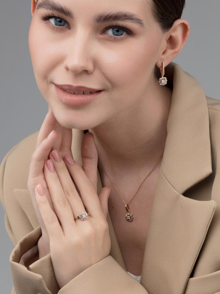 Серьги с английским замком женские из золота 585 пробы 26201-100 с бриллиантами