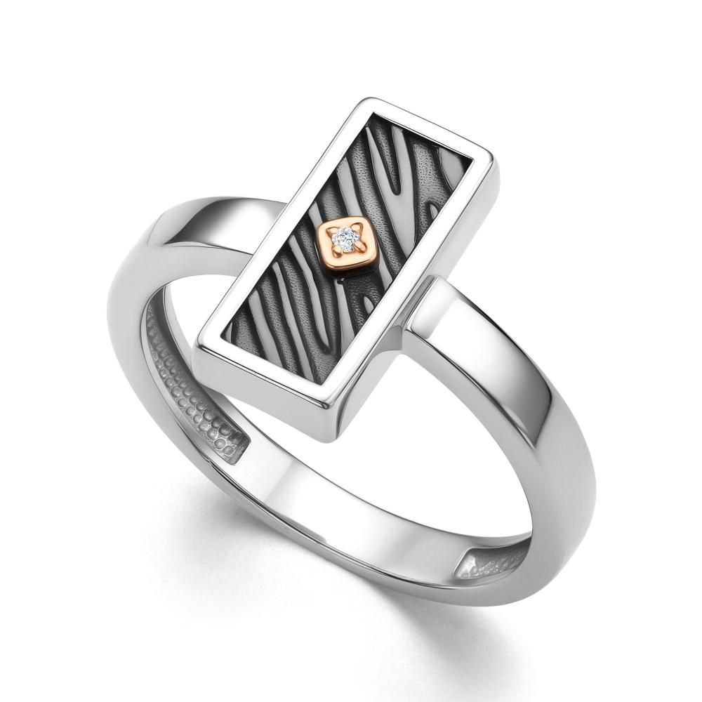 Кольцо из родированого серебра 925 пробы 01-4242/000Б-17 и бриллиантом