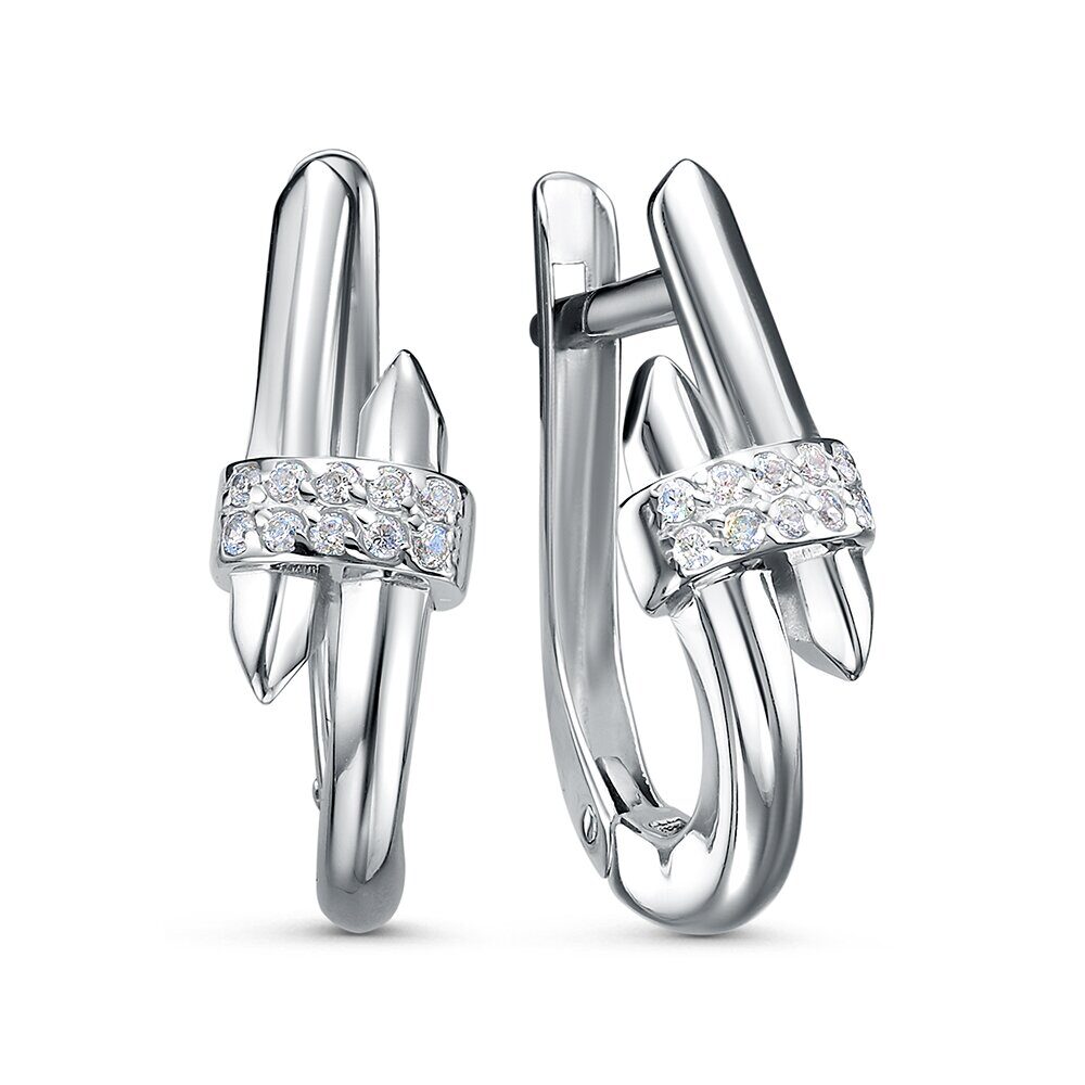 Серьги с английским замком женские из родированого серебра 925 пробы 3101028745