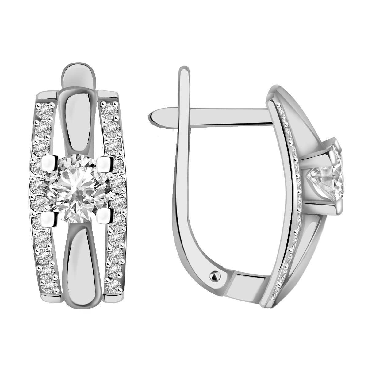 Серьги с английским замком женские из белого золота 585 пробы кл2747а-62