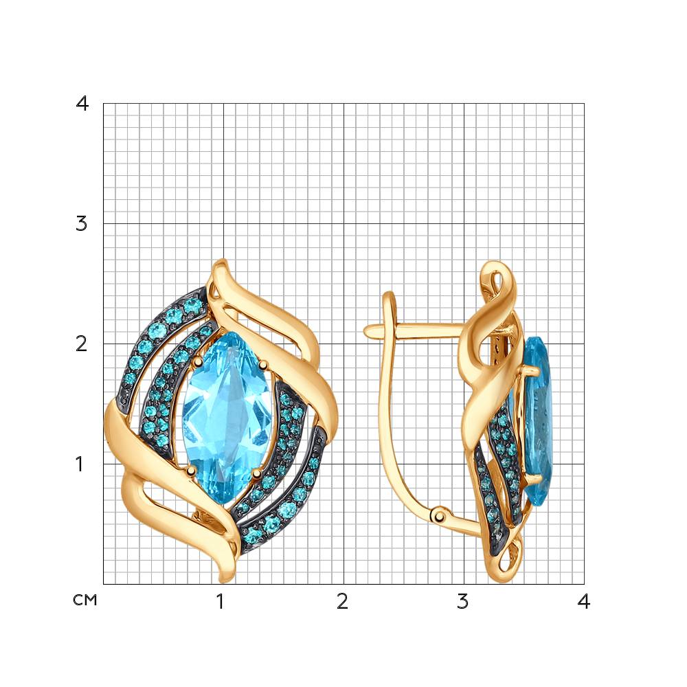 Серьги с английским замком женские из красного золота 585 пробы 724610