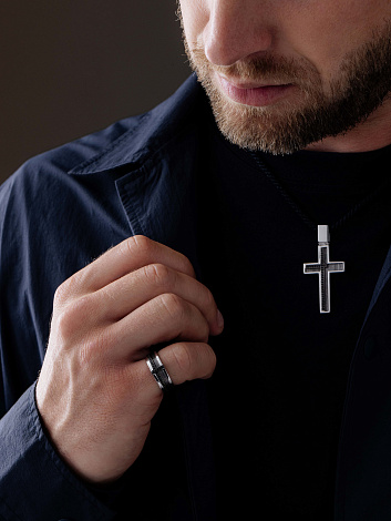 Крест из родированого серебра 925 пробы 03-3838/0КЦ1-17