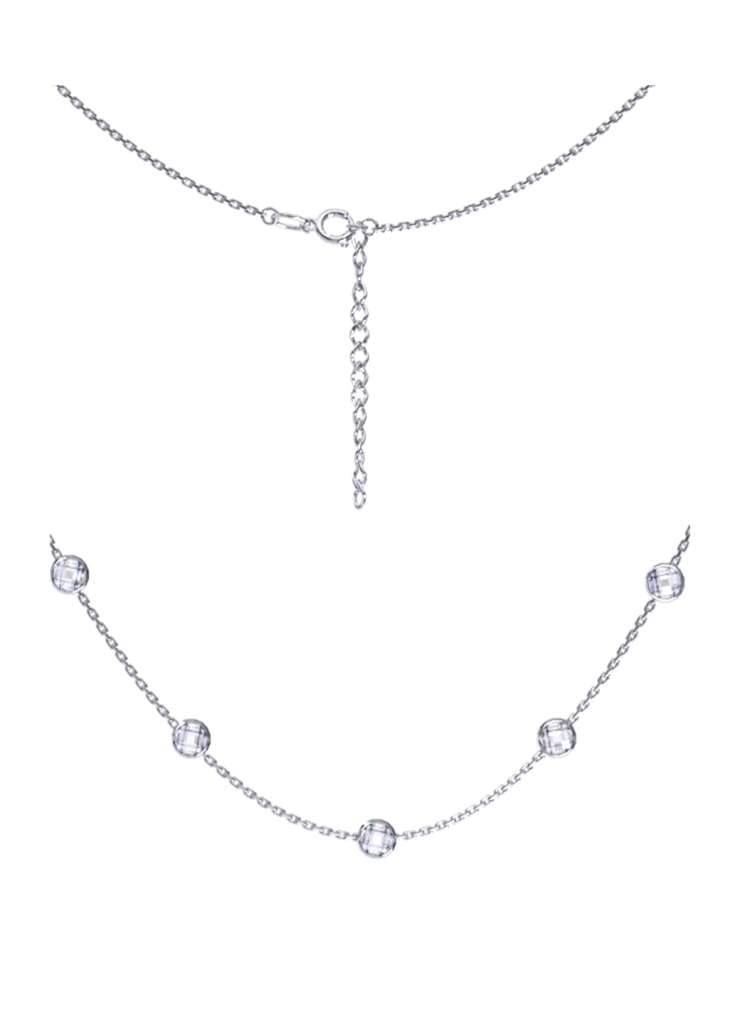 Колье из родированного серебра 925 пробы 0310464-00775 с фианитами