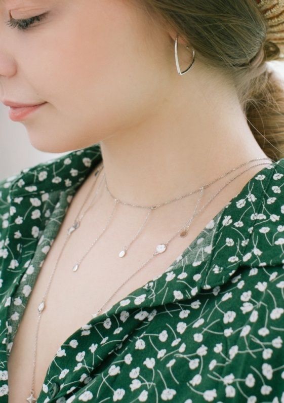 Колье из родированого серебра 925 пробы 0320380-00245