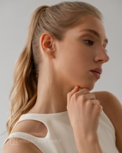 Серьги протяжки из красного золота 585 пробы НС12-365