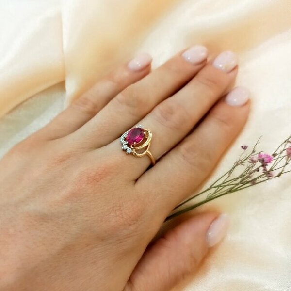 Кольцо из красного золота 585 пробы кл371-30 с рубином