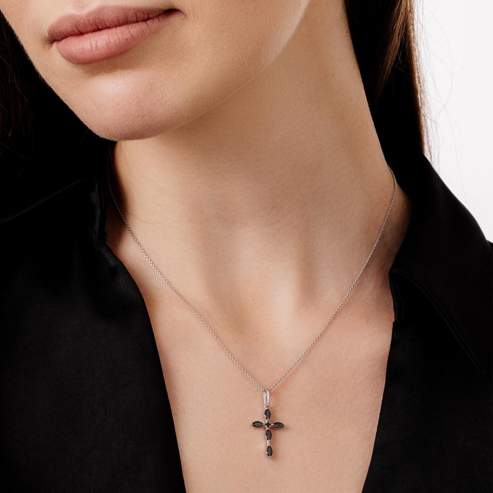 Крест из родированого серебра 925 пробы 03-2954/0КЦ1-00