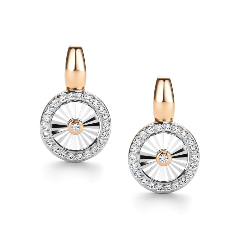 Серьги с английским замком женские из красного золота 585 пробы 26528-100 с бриллиантами