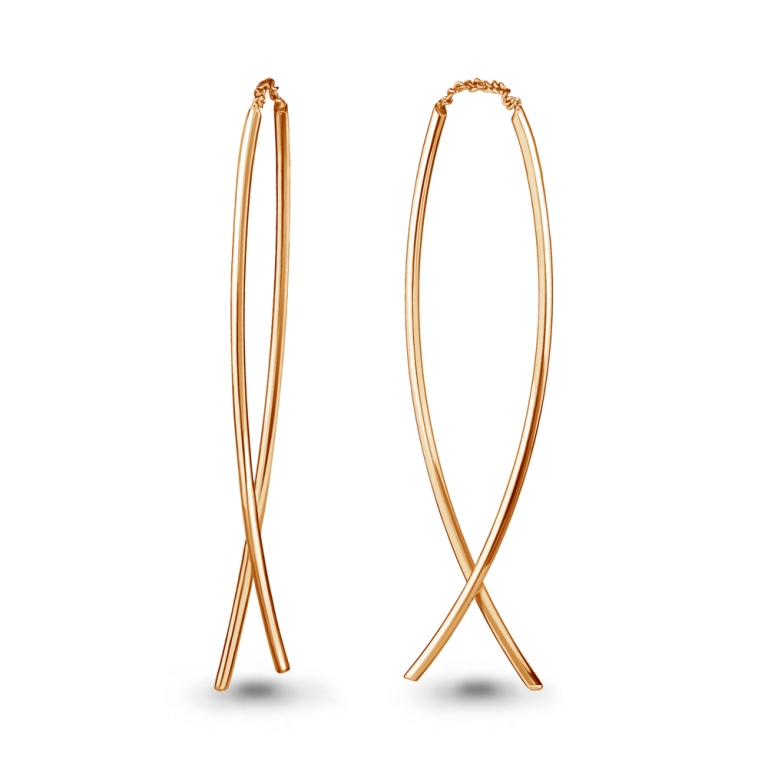 Серьги протяжки женские из красного золота 585 пробы 33344