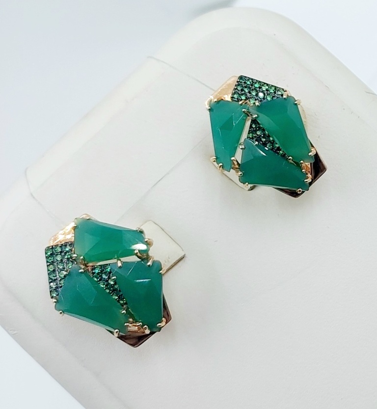 Серьги женские из красного золота 585 пробы кл3235а-12 и фианитами