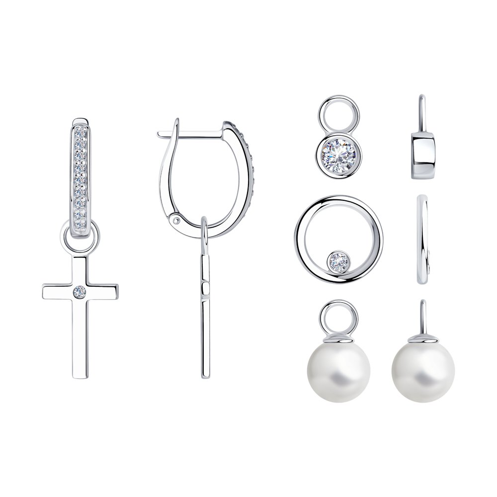 Серьги с английским замком женские из родированого серебра 925 пробы 94024109