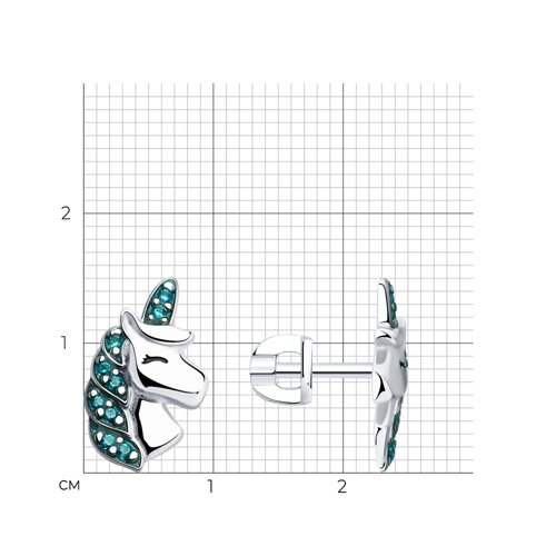 Пусеты из родированого серебра 925 пробы 94025930