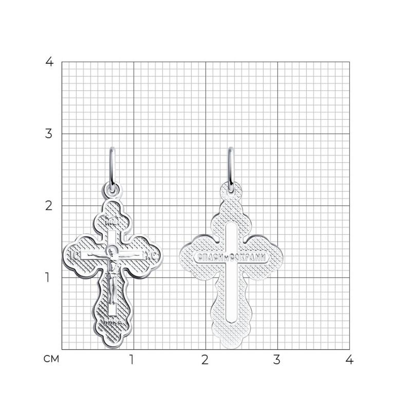 Крест из родированого серебра 925 пробы 94120027