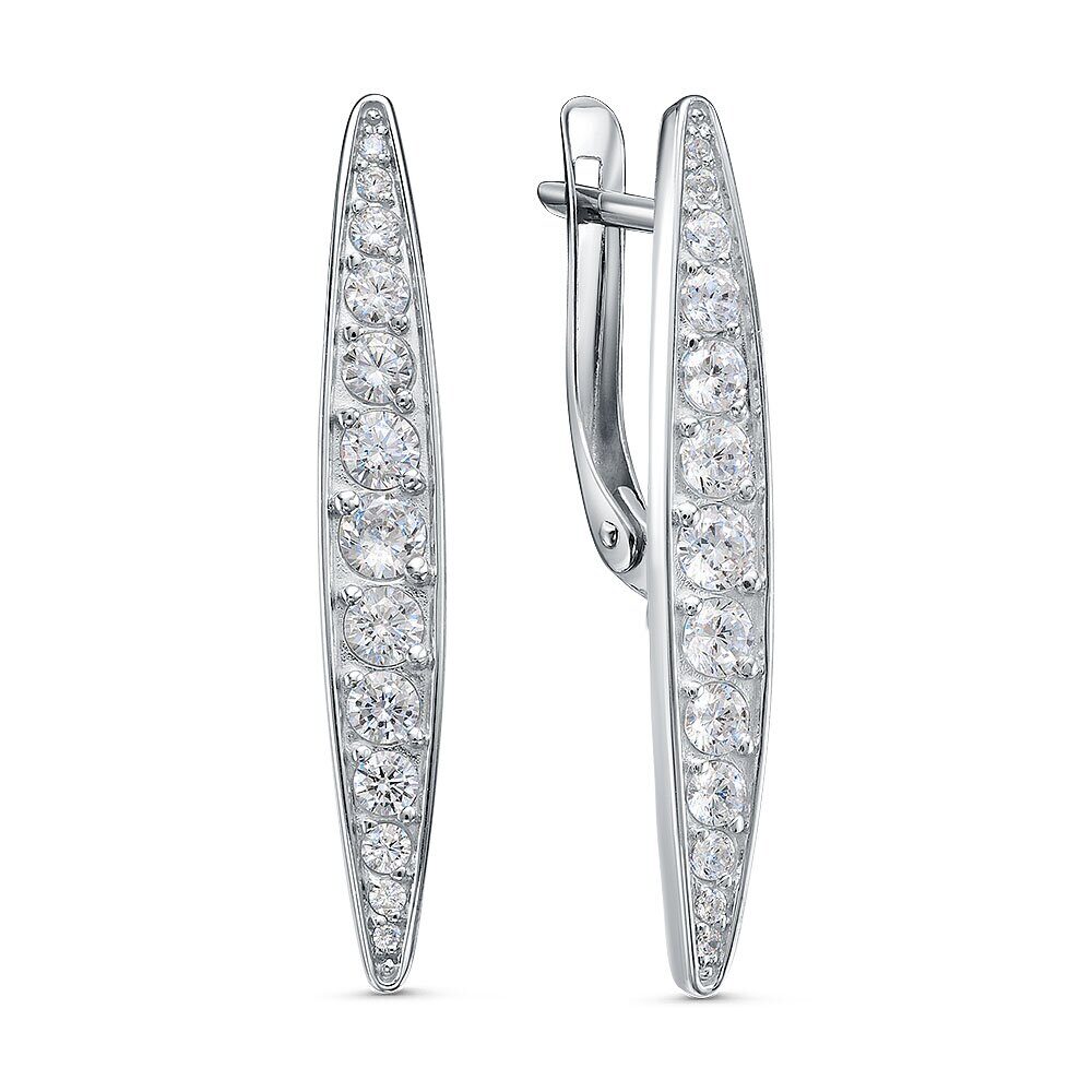 Серьги с английским замком женские из родированого серебра 925 пробы 3101028525