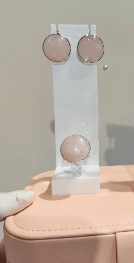 Серьги женские из родированого серебра 925 пробы СЛ374-30 с кварцами