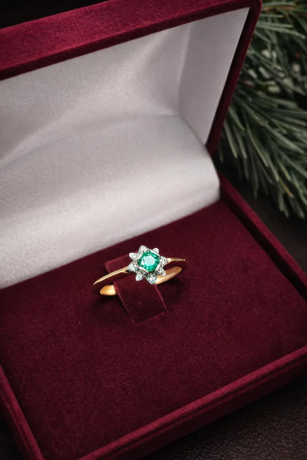 Кольцо из золота 585 пробы 1105688230 с изумрудом и бриллиантами