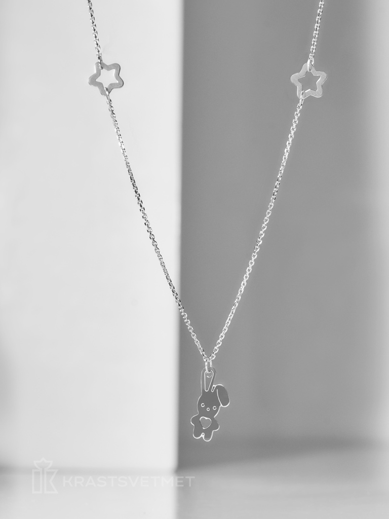 Колье из родированого серебра 925 пробы НХ22-2070-3 д. 0,35 мм