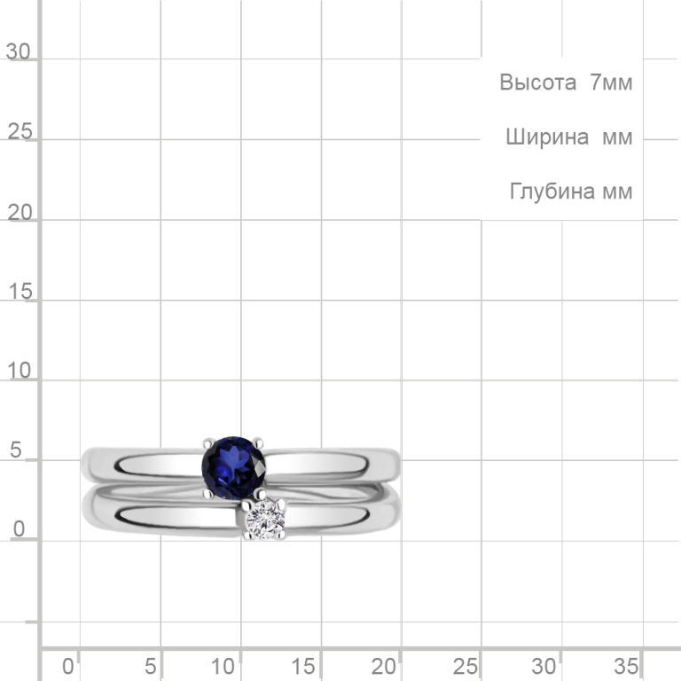 Кольцо из родированого серебра 925 пробы 67409АБ