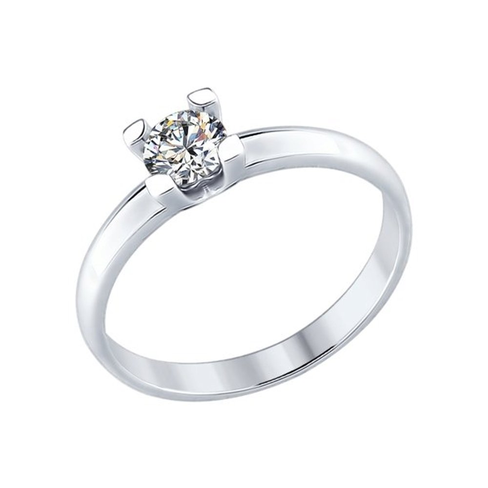 Кольцо из родированого серебра 925 пробы 89010056 с фианитом swarovski