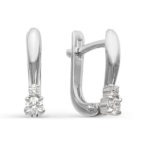 Серьги с английским замком женские из белого золота 585 пробы 21601-200 с бриллиантами
