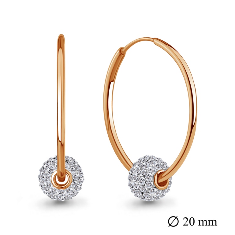 Серьги конго женские из красного золота 585 пробы 49565