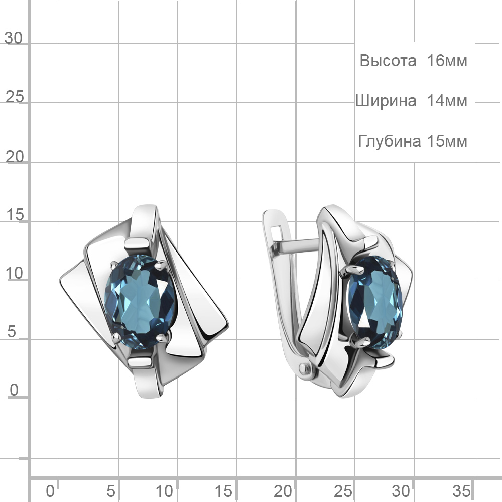 Серьги с английским замком женские из родированого серебра 925 пробы 4492708