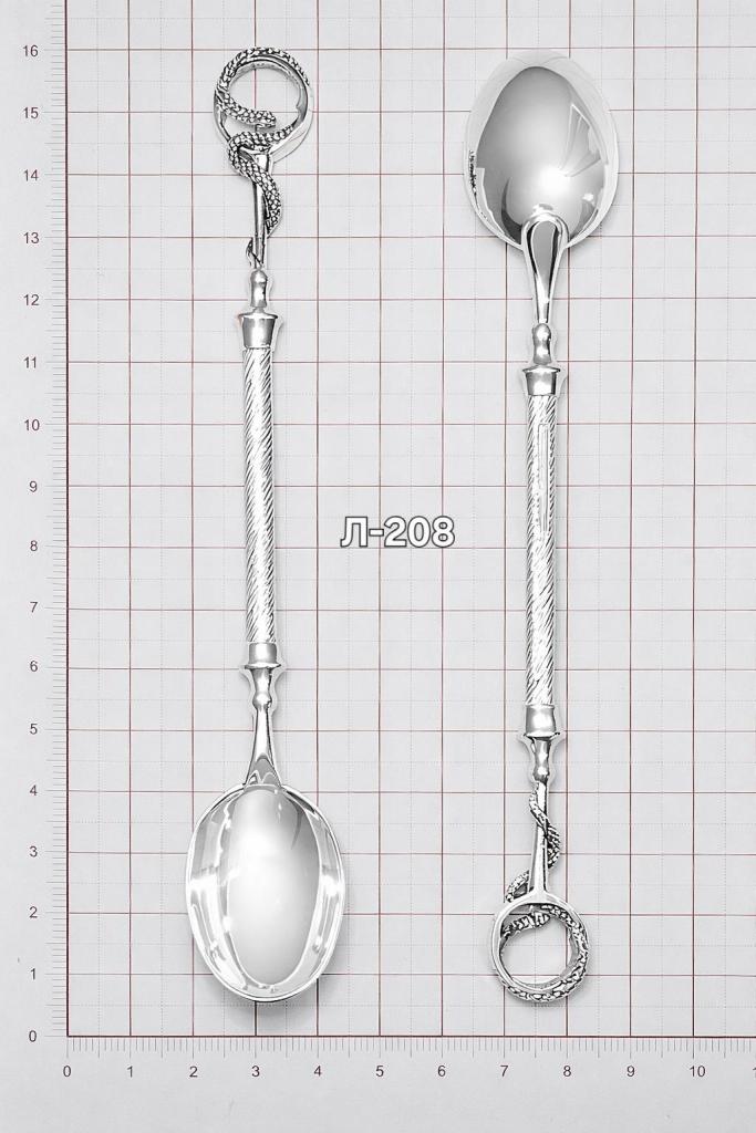 Ложка из родированого серебра 925 пробы Л-208 Змея