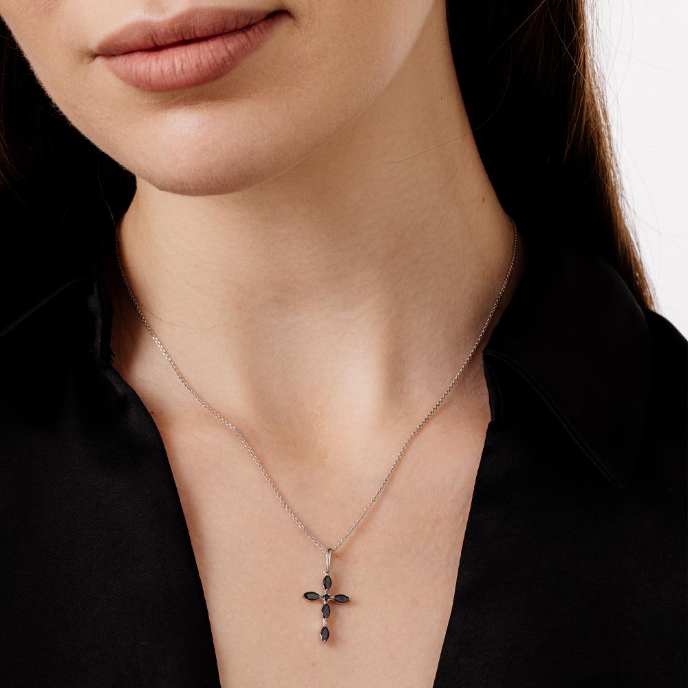 Крест из родированого серебра 925 пробы 03-2954/0КЦ1-00