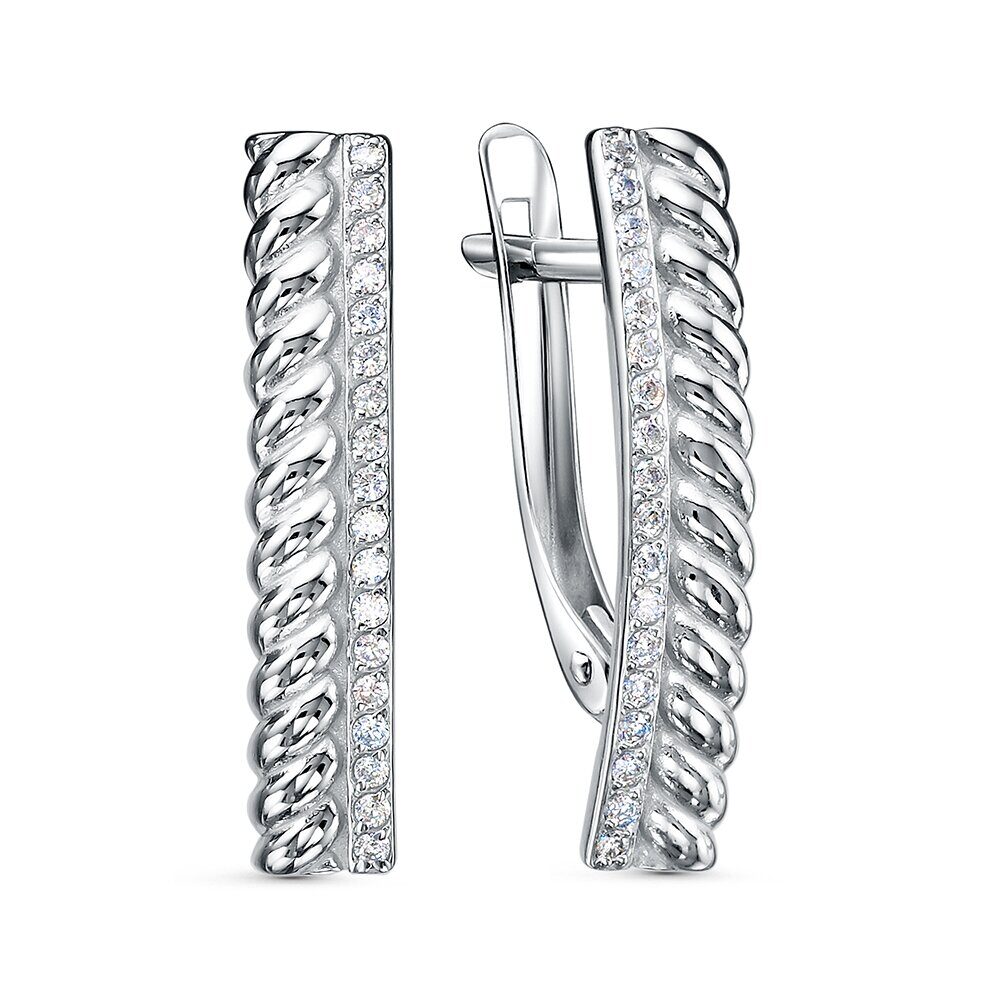 Серьги с английским замком женские из родированого серебра 925 пробы 3101028724