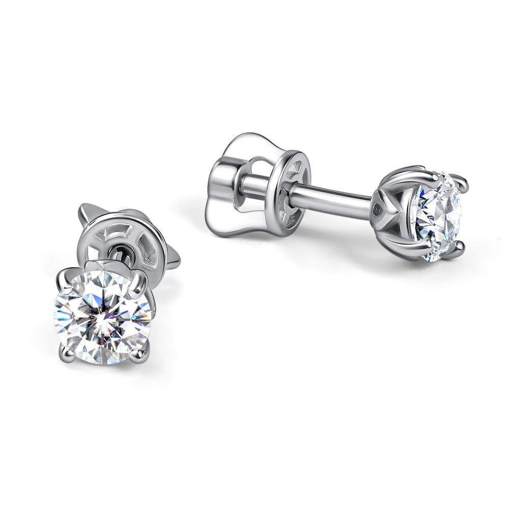 Пусеты из родированого серебра 925 пробы 02-4604/000М-00