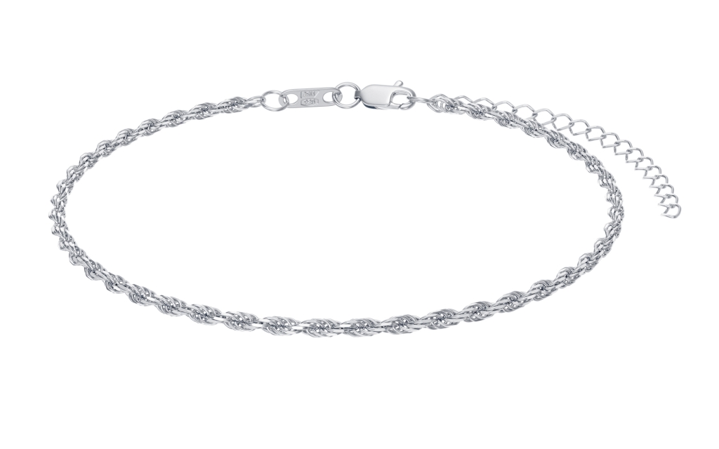 Браслет из родированого серебра 925 пробы НБ22-060Р-3 д. 0,35  , плетение: трипла кордино