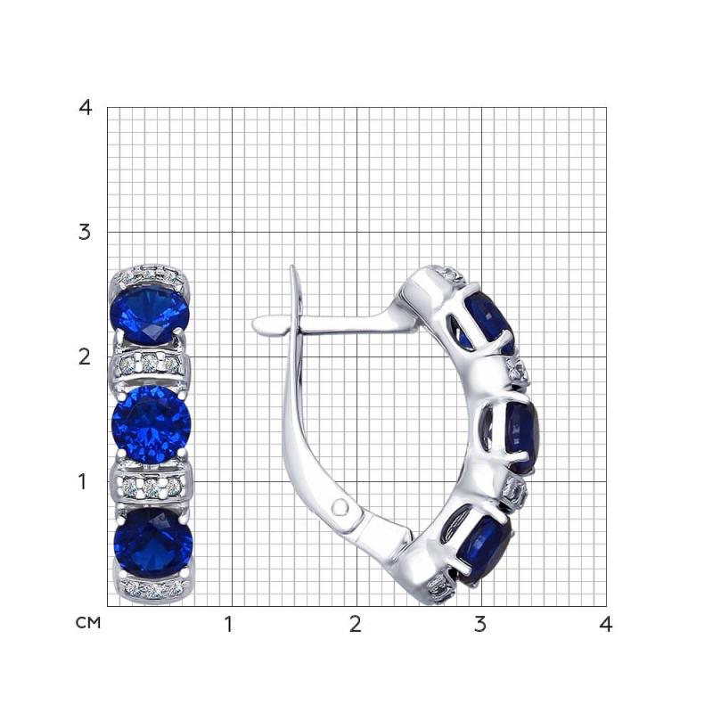 Серьги с английским замком женские из родированого серебра 925 пробы 94022604