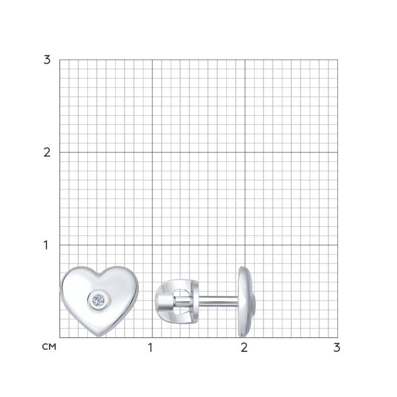 Пусеты из родированого серебра 925 пробы 87020006 с бриллиантами