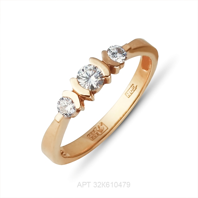 Кольцо из красного золота 585 пробы 32К610479 с бриллиантами