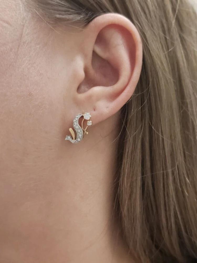 Серьги с английским замком женские из золота 585 пробы С1202091 с бриллиантами