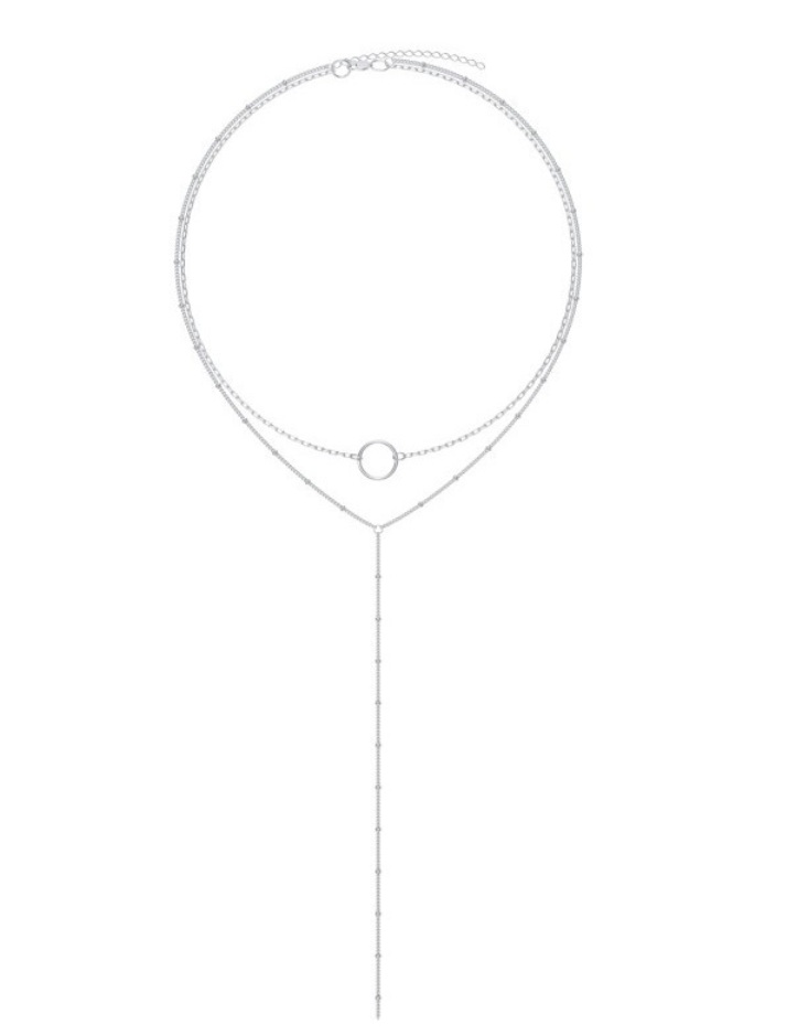 Колье из родированого серебра 925 пробы НХ22-1687-3 д. 0,5 мм