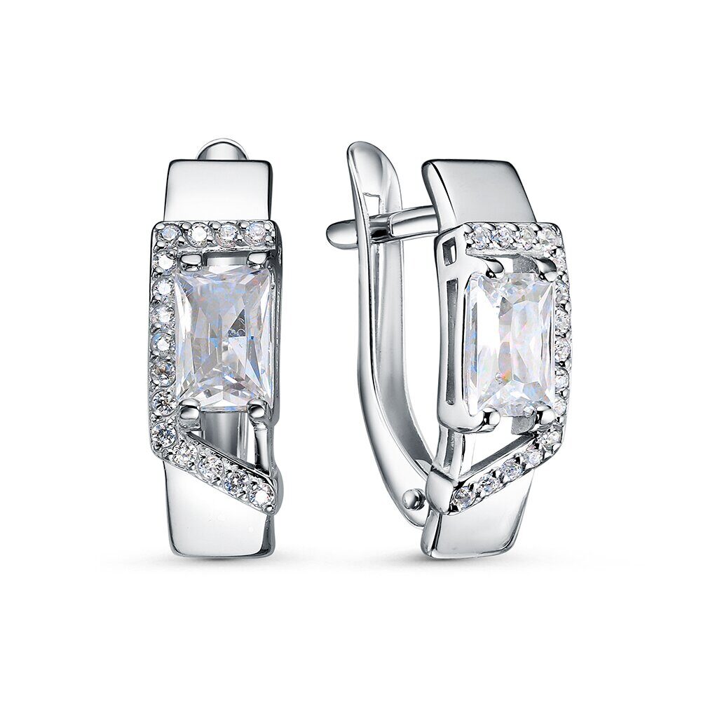 Серьги с английским замком женские из родированого серебра 925 пробы 3101020719