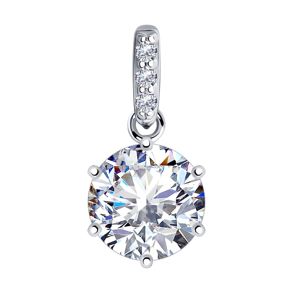 Подвеска из родированого серебра 925 пробы 89030002 с фианитом swarovski
