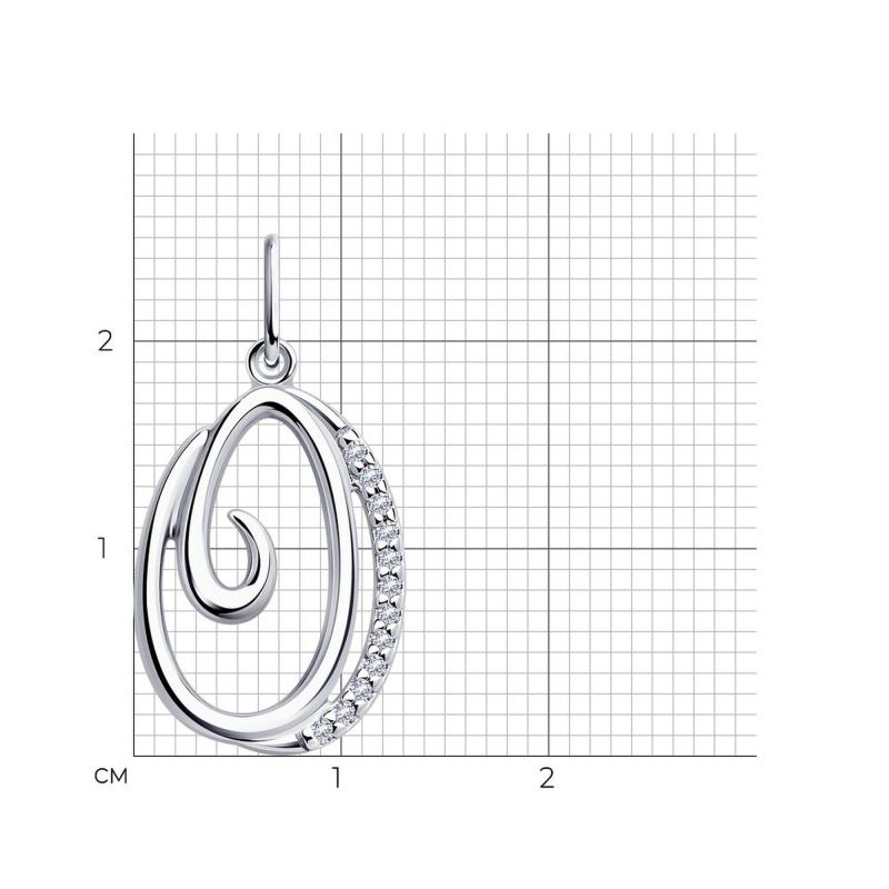 Подвеска из родированого серебра 925 пробы 94-130-01378-1