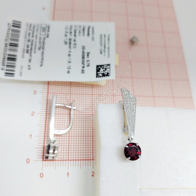 Серьги из серебра 02-4058/00ГР-00