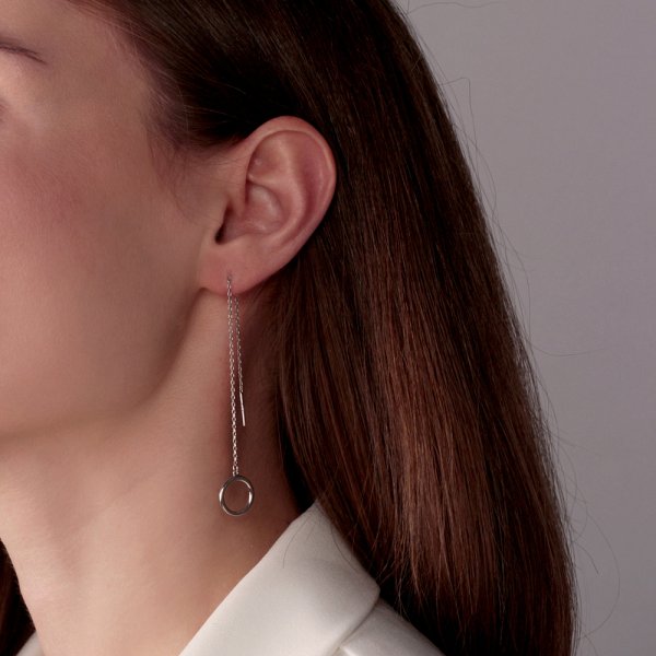 Серьги протяжки женские из родированого серебра 925 пробы 0221527-00245