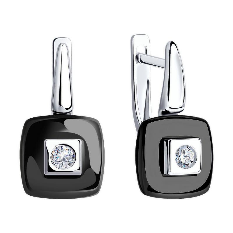 Серьги с английским замком женские из родированого серебра 925 пробы 94-120-01278-1