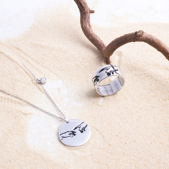 Колье из родированого серебра 925 пробы 0320390-00885