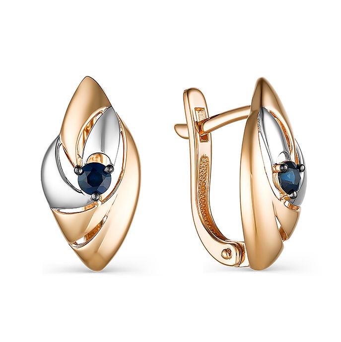 Серьги женские из золота 585 пробы С0667-102 с сапфирами