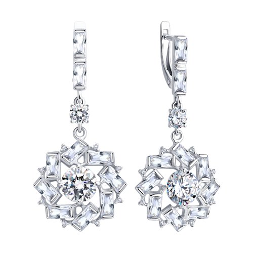 Серьги с английским замком женские из родированого серебра 925 пробы 94023468