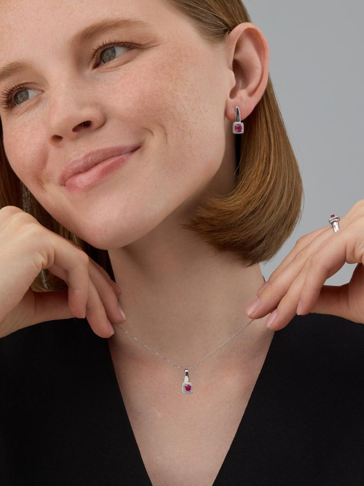 Подвеска из родированого серебра 925 пробы 03-4561/000Р-00 с рубином