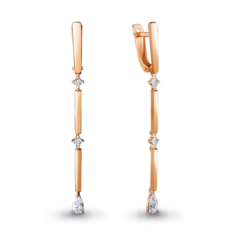 Серьги с английским замком женские из красного золота 585 пробы 438841